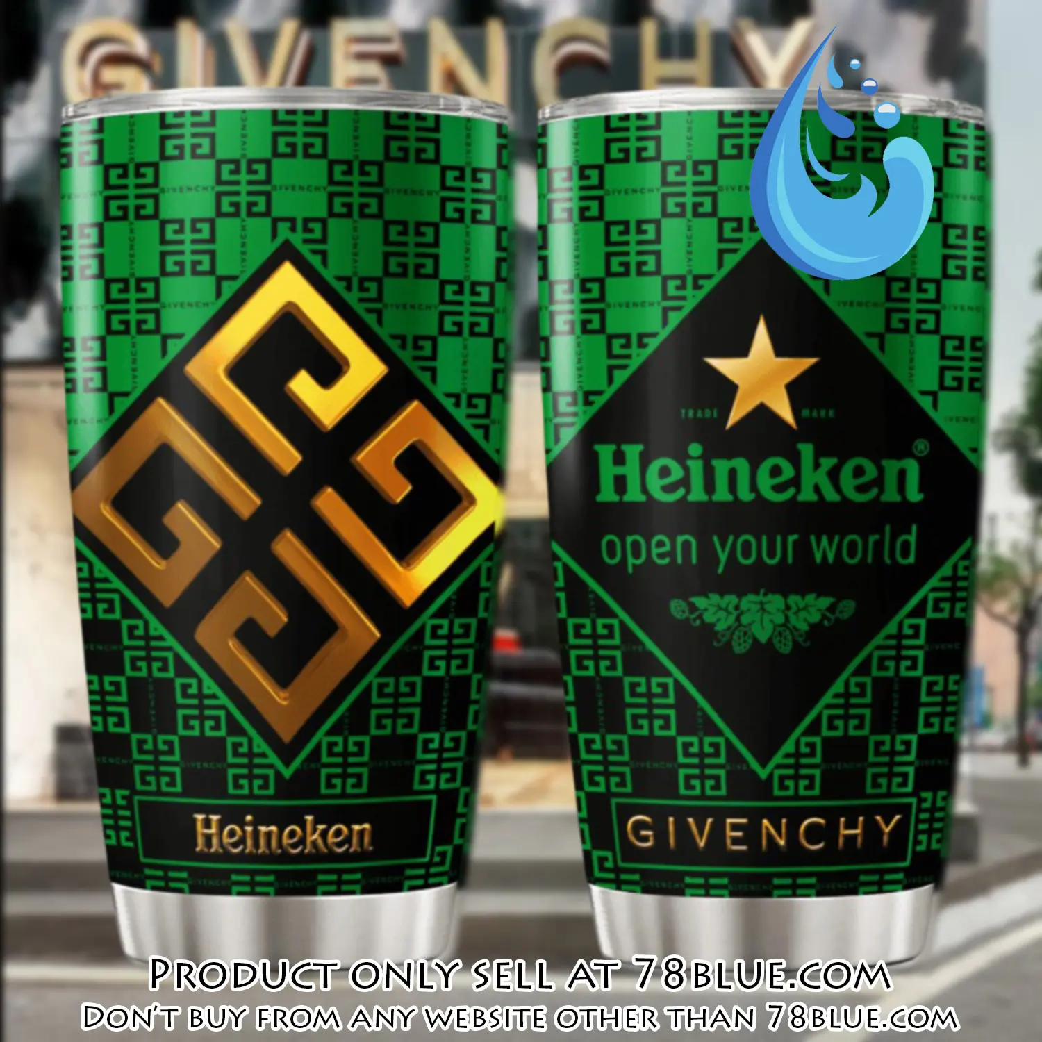 Givenchy heineken stainless steel tumbler 20oz30oz 78b1139295